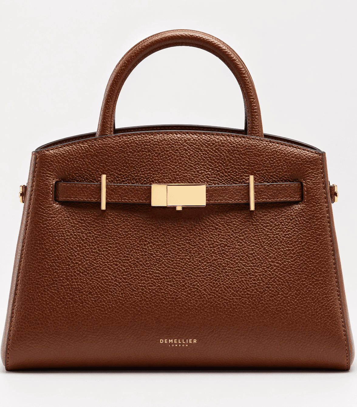 Brown leather structured handbag with top handle and gold hardware luxury women bag